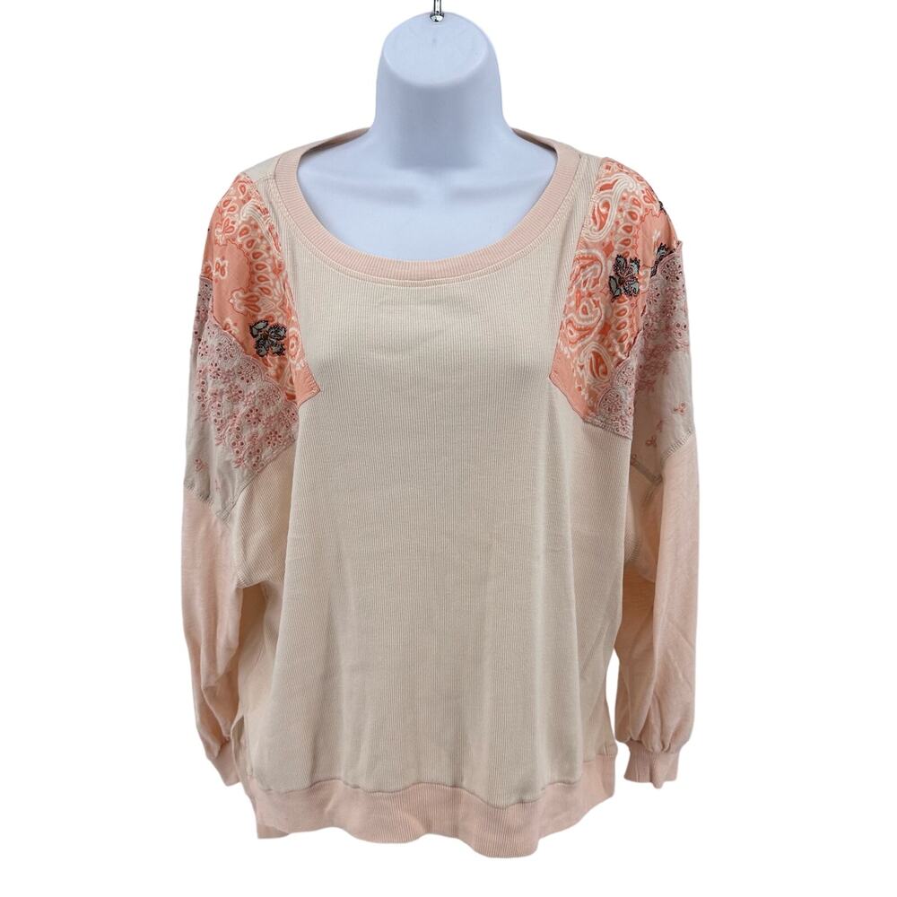We The Free WMNS Free People Boho Top Pink/Coral 'Feelin It Patch Shirt' Small